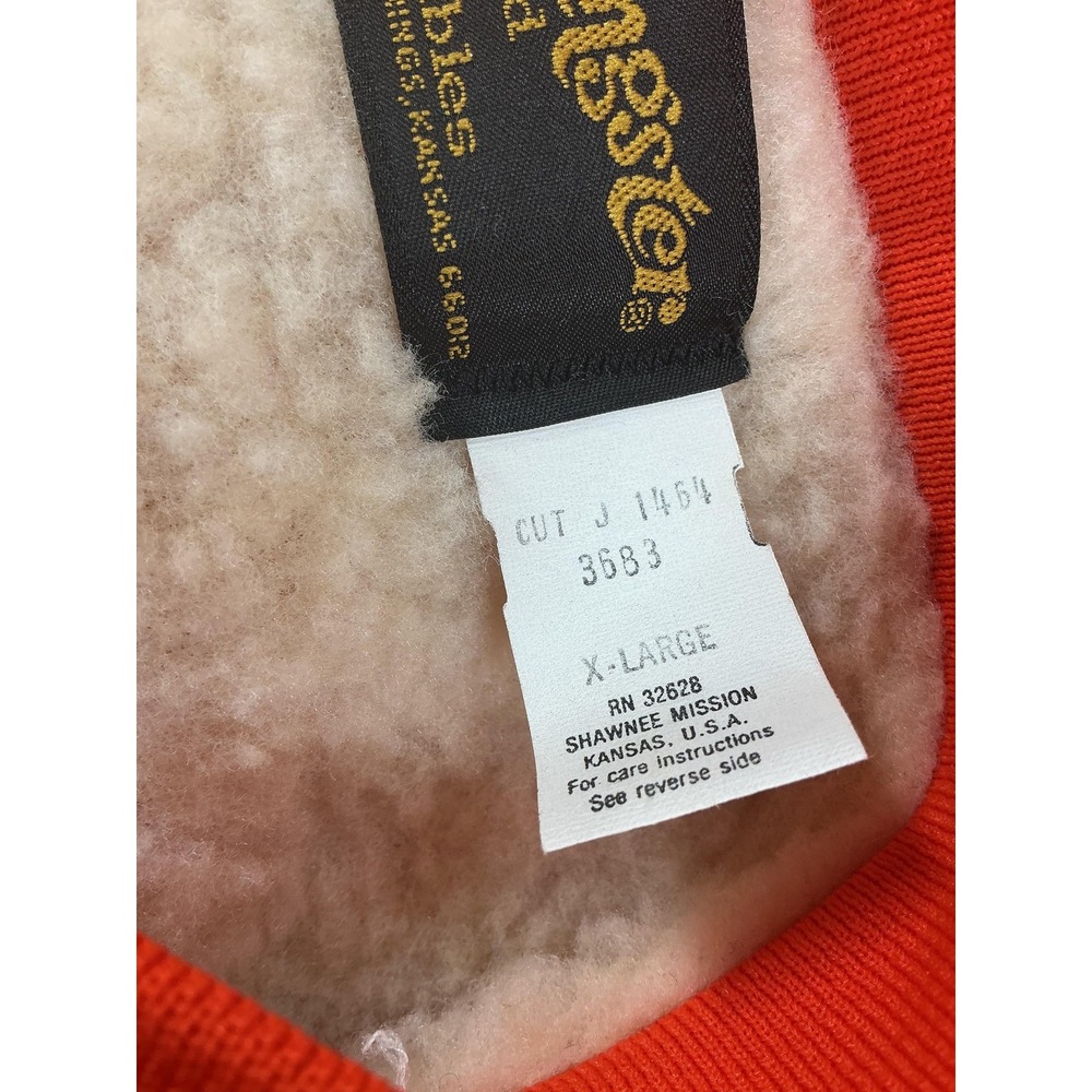 Vintage Swingster Jacket Mens XL Orange Varsity Sherpa Lined Snap Front 80s - Picture 3 of 11